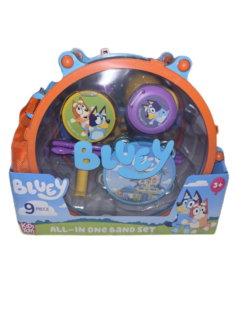 Bluey Kids All-in-One Band Set — Orange & Purple 9 Piece Musical Toy Set